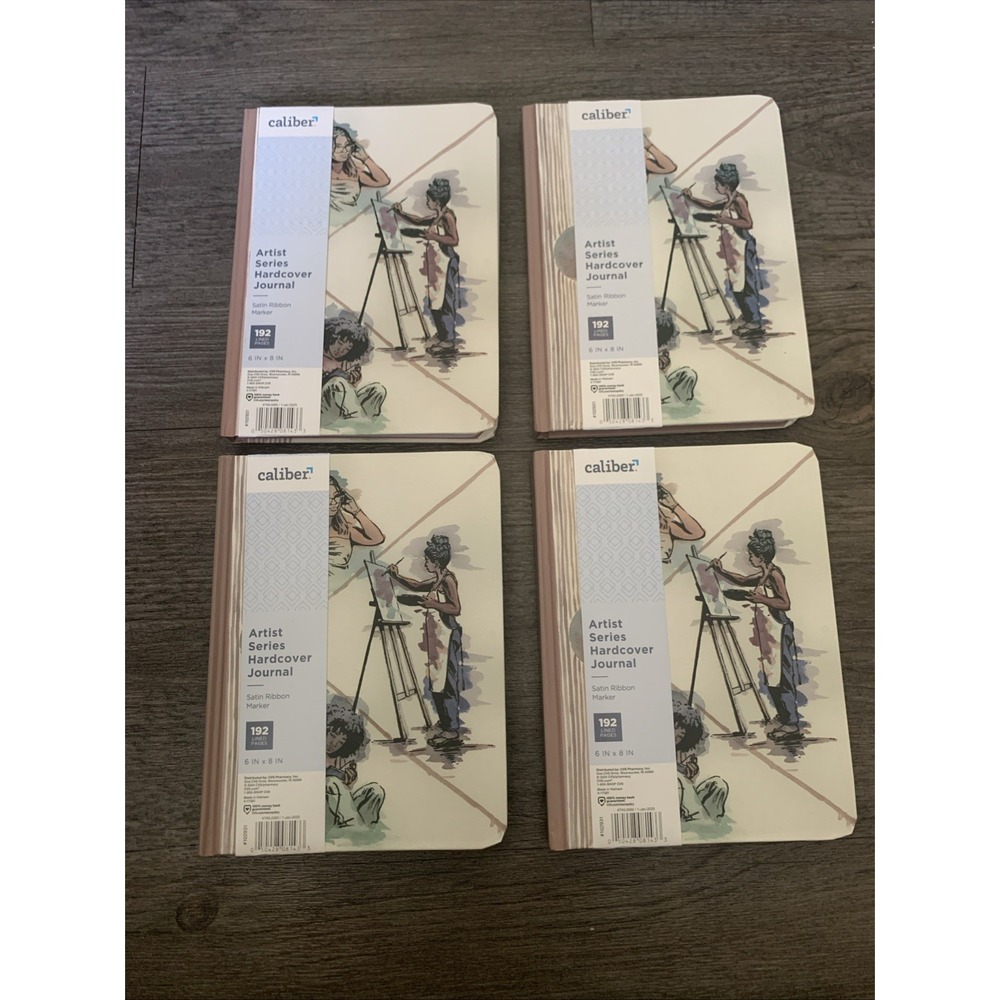 Set of 4 Caliber Artist Series Hardcover Journal Satin Ribbon Marker 6x8 192 Pgs